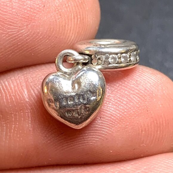Pandora ALE Sterling Silver "Beautiful Wife Forever & Always" Heart Slide Charm - Picture 1 of 8